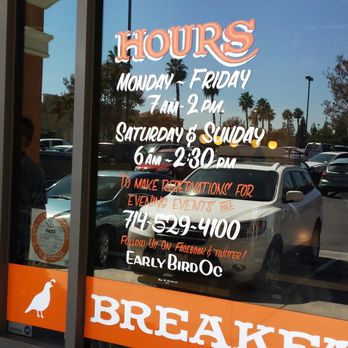 Early Bird - Hours of operation - New American Near Me - Fullerton, California