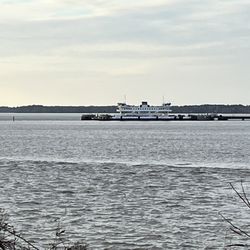 Colonial National Historical Park Archeology - Closer view of the ship docked at the pier.