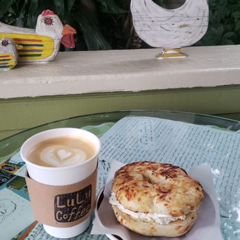 Lu Lu Coffee - Bagel and vanilla latte - Coffee Roasteries Near Me - Fullerton, California Lu Lu Coffee - Bagel and vanilla latte - Coffee Roasteries Near Me - Fullerton, California