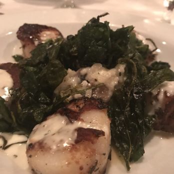 Aspen Grille - Scallops with fried spinach and mushroom risotto. Pretty good. - New American Near Me - Myrtle Beach, South Carolina Aspen Grille - Scallops with fried spinach and mushroom risotto. Pretty good. - New American Near Me - Myrtle Beach, South Carolina