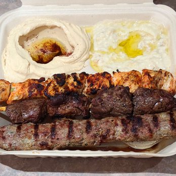 Tasty Mediterranean Grill - Mixed Grill - 3 skewers (Chicken, Beef or Lamb, and seasoned ground beef Kofta) - Delicious! - Mediterranean Near Me - Tampa, Florida Tasty Mediterranean Grill - Mixed Grill - 3 skewers (Chicken, Beef or Lamb, and seasoned ground beef Kofta) - Delicious! - Mediterranean Near Me - Tampa, Florida