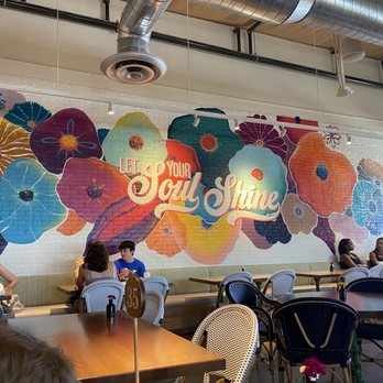 Flower Child - Colorful, bright mural with great message indoors. - New American Near Me - Chandler, Arizona Flower Child - Colorful, bright mural with great message indoors. - New American Near Me - Chandler, Arizona
