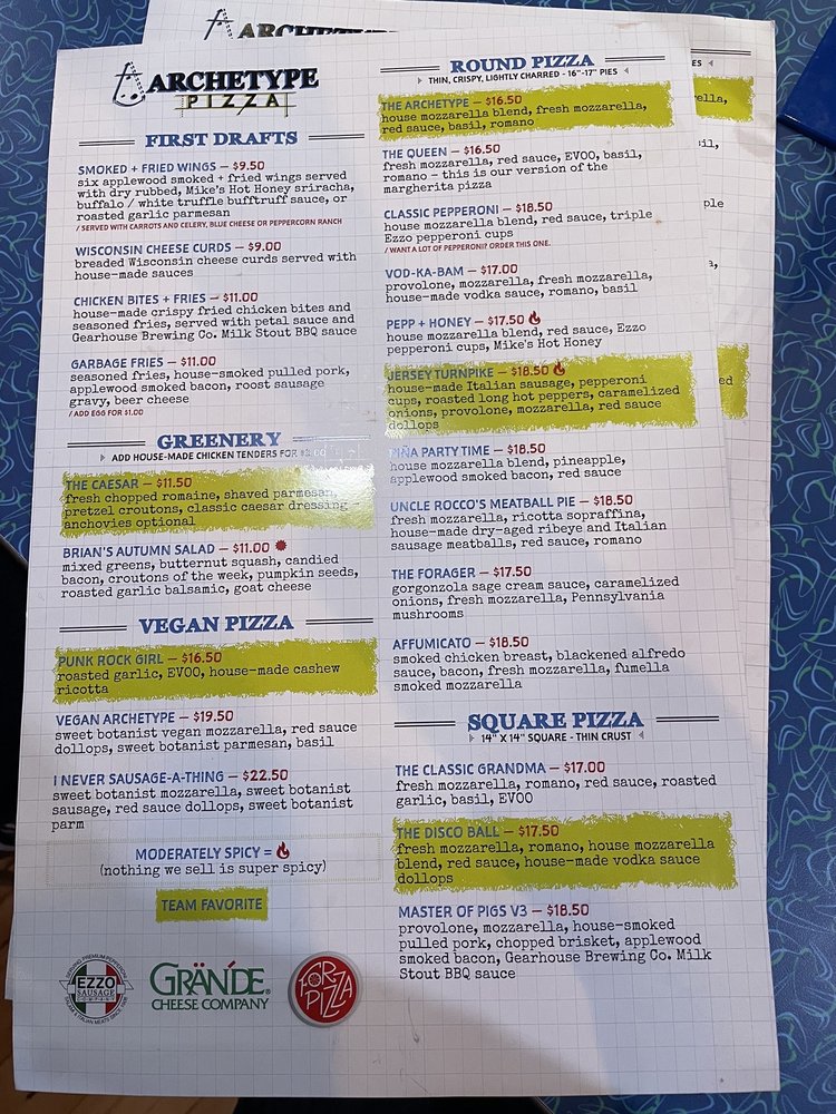 ARCHETYPE PIZZA 10 Reviews 33 West Market St, York, PA Menu Yelp