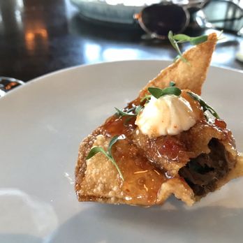 Juju - Close of up 1/5 fried short rib wontons - Tapas/Small Plates Near Me - Durham, North Carolina Juju - Close of up 1/5 fried short rib wontons - Tapas/Small Plates Near Me - Durham, North Carolina