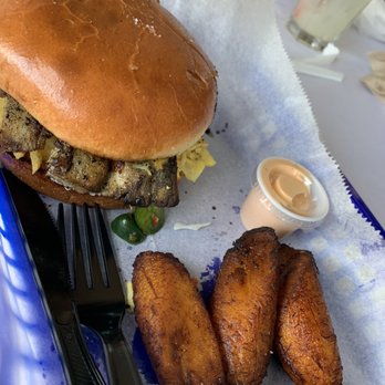 One Love Rum Kitchen - Blackened Mahi-mahi with fried plantains. - Caribbean Near Me - Grand Lake, Colorado