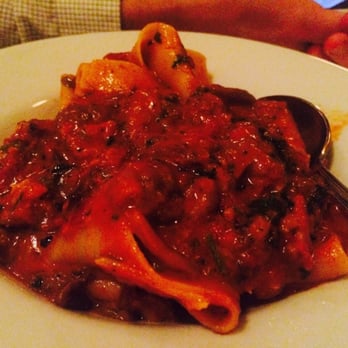 Ca' Dario - Parpadelle with pancetta and porcini mushrooms in a light tomato cream sauce - Wine Bars Near Me - Santa Barbara, California