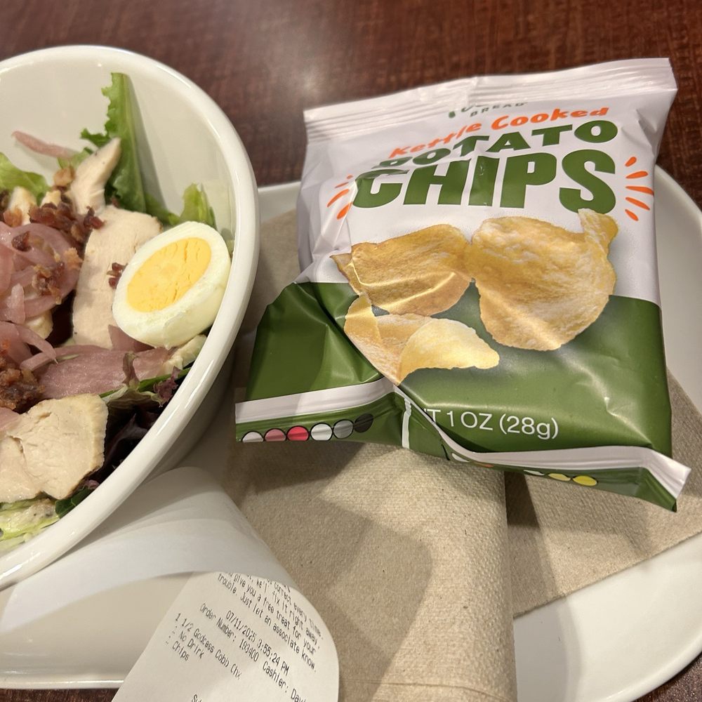 Panera Bread - Chicken Cobb salad with chips - Salad Near Me - Valley Stream, New York Panera Bread - Chicken Cobb salad with chips - Salad Near Me - Valley Stream, New York