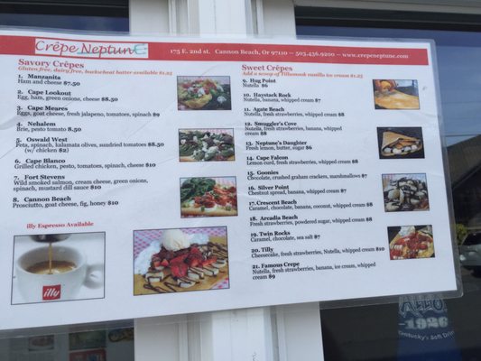 Menu photo 5 Crepe Neptune Cannon Beach, OR