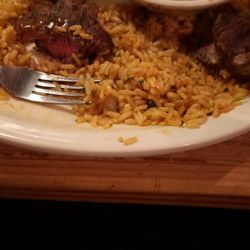 Fillet Madillions w/rice and side of green beans.