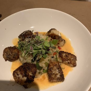 Caffe Regatta - Scallops and risotto which seemed more like dolled up rice but good nonetheless - Seafood Near Me - Pelham, New York