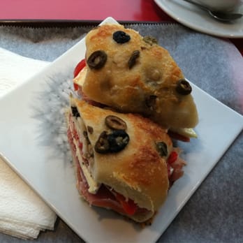 Telegraphe Cafe - Prosciutto and Brie on olive focaccia - Coffee & Tea Near Me - New York, New York Telegraphe Cafe - Prosciutto and Brie on olive focaccia - Coffee & Tea Near Me - New York, New York