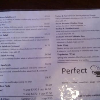 Perfect Cup - a menu for a coffee shop - Coffee & Tea Near Me - Camden, Arkansas