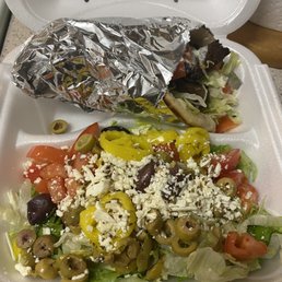 Hercules Gyro and Small Greek Salad. I added my own Garlic Italian dressing. So good!