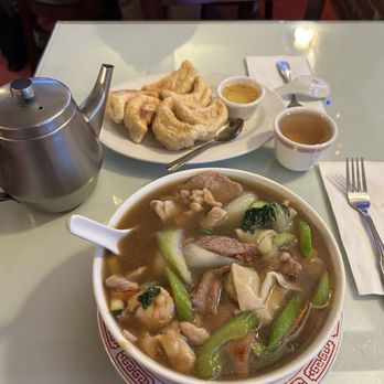 China House Restaurant - 3.Won Ton Soup 4.Pot Stickers Hot Tea - Chinese Near Me - Oakdale, California