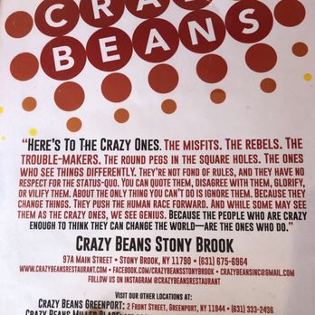 Crazy Beans - Menu! - Breakfast & Brunch Near Me - Stony Brook, New York Crazy Beans - Menu! - Breakfast & Brunch Near Me - Stony Brook, New York