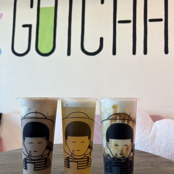 Gotcha Tea - Vietnamese Coffee with Sea Salt cream, Lychee Green Tea, and Black Sugar Boba with Milk. All yum! - Bubble Tea Near Me - San Diego, California