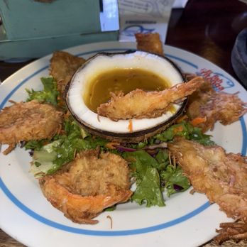 El Fish Fritanga - Coconut shrimp with mango sauce - Seafood Near Me - Cancún, ROO El Fish Fritanga - Coconut shrimp with mango sauce - Seafood Near Me - Cancún, ROO