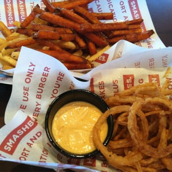 Smashburger - Smashfries (rosemary olive oil & garlic), Sweet Potato Smashfries & Haystack Onions - Burgers Near Me - Clifton, New Jersey