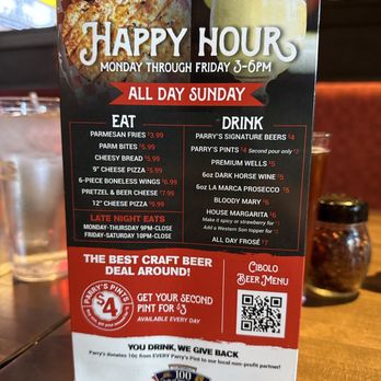 Parry's Pizzeria & Taphouse - Happy Hour menu - Pizza Near Me - Cibolo, Texas