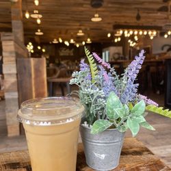 Foxtail Coffee - University Blvd - Caffè Latte with Coconut Milk, Lavender bitters, and Honey.