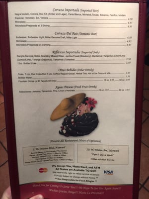 Menu photo 2 El Taquito Restaurant Dos Hayward, CA