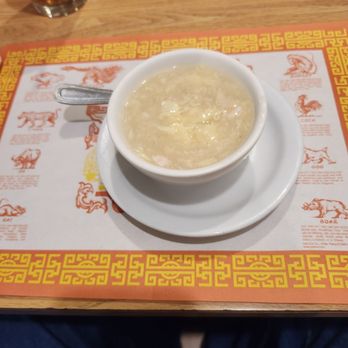 Little Dragon Chinese Restaurant - Egg drop soup - rich with with egg and water chestnut, supplemented with fone bits of chicken - Chinese Near Me - Phoenix, Arizona