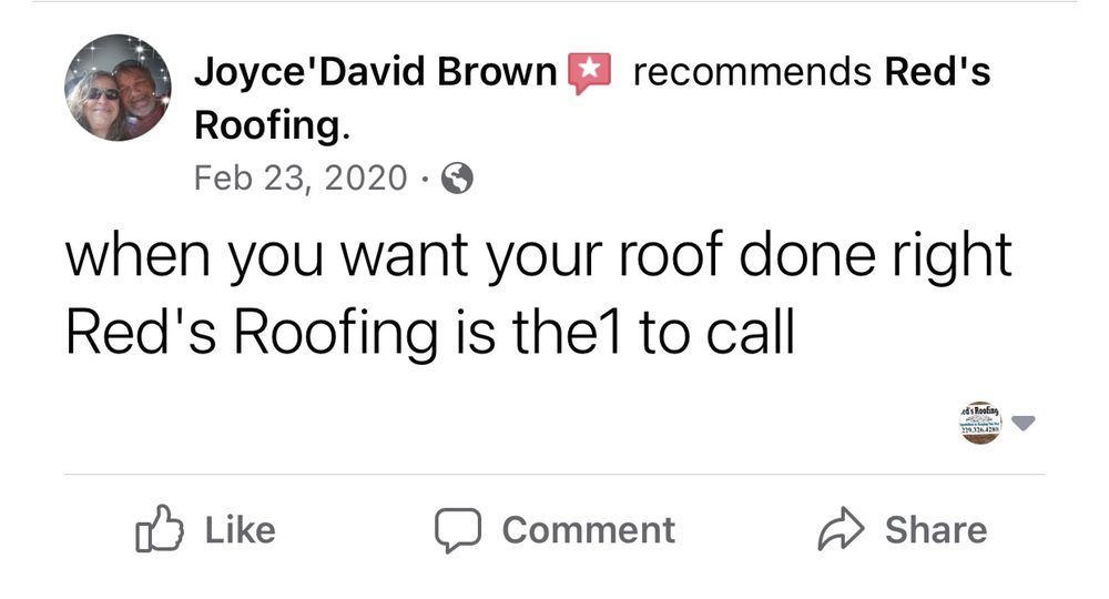 Slide of Red's Roofing & Construction