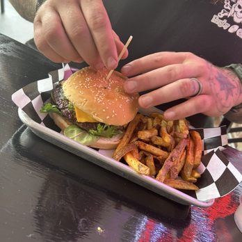 The Red Pickle - Guachito burger with Cajun fries - Sandwiches Near Me - Ellensburg, Washington The Red Pickle - Guachito burger with Cajun fries - Sandwiches Near Me - Ellensburg, Washington