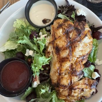 Mar Vista Dockside Restaurant & Pub - Blackened grouper salad with Pina Colada Dressing - Seafood Near Me - Longboat Key, Florida Mar Vista Dockside Restaurant & Pub - Blackened grouper salad with Pina Colada Dressing - Seafood Near Me - Longboat Key, Florida
