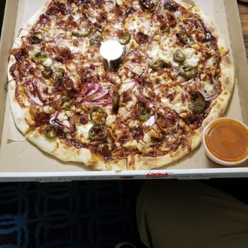 Victor's Pizza - Thin crust BBQ CHICKEN with bacon onions and jalapenos. - Pizza Near Me - Murray, Utah Victor's Pizza - Thin crust BBQ CHICKEN with bacon onions and jalapenos. - Pizza Near Me - Murray, Utah