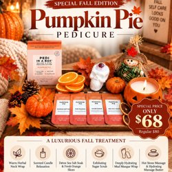 T-Nails - A LITTLE PUMPKIN PIE, A LOT OF PAMPERING. 

Treat your feet to the ultimate autumn retreat at T-Nails! Experience our exclusive Speci