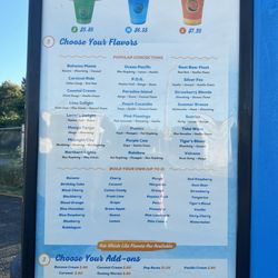 Tropical Sno - Current 2024 season menu
