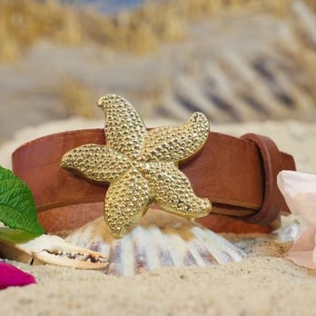 Cellar Leather - Starfish Leather Belt handmade from cellarleather.com on Cape Cod - Leather Goods Near Me - Marstons Mills, Massachusetts