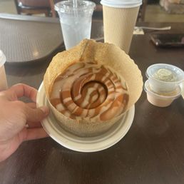 The cinnamon roll with custom picked icing The cinnamon roll with custom picked icing