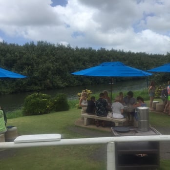 The Dolphin - Beautiful seating area overlooking a river - Seafood Markets Near Me - Hanalei, Hawaii