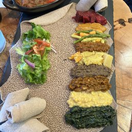 Vegan sampler with key tibs (top left) Vegan sampler with key tibs (top left)