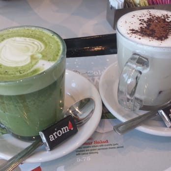 Aroma Espresso Bar - Matcha Green tea latte and Hot Chocolate (both with soy milk) - Coffee & Tea Near Me - Mississauga, Ontario Aroma Espresso Bar - Matcha Green tea latte and Hot Chocolate (both with soy milk) - Coffee & Tea Near Me - Mississauga, Ontario
