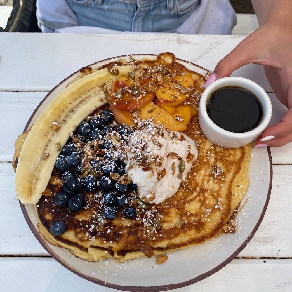 Great White - Ricotta Hotcakes w. Honeycomb Butter - Cafes Near Me - Los Angeles, California Great White - Ricotta Hotcakes w. Honeycomb Butter - Cafes Near Me - Los Angeles, California