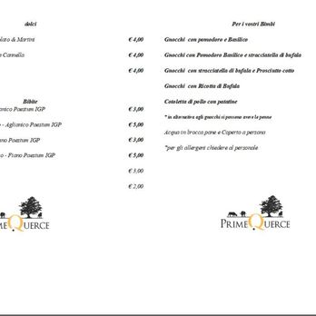 PrimeQuerce Agriturismo - Menu (side 2 of 2) - Bed & Breakfast Near Me - Paestum, SA