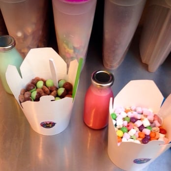 Spangles - yummy cereal cocktails - Mint Madness with mint milk, and Taste the Rainbow with strawberry milk - Chocolatiers & Shops Near Me - Coventry, XWM