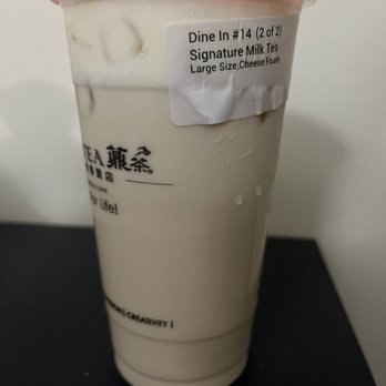 Ding Tea Rolling Meadows - Signature Milk Tea + Cheese Foam on top - Bubble Tea Near Me - Rolling Meadows, Illinois