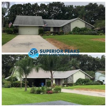 Superior Peaks - Before and after roof cleaning - Pressure Washers Near Me - Wesley Chapel, Florida Superior Peaks - Before and after roof cleaning - Pressure Washers Near Me - Wesley Chapel, Florida