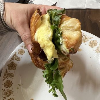 Oddfellows Bakery - Their incredible build your own breakfast sandwich - basil aioli, egg, bacon, greens on a toasted croissant - Bakeries Near Me - Salmon, Idaho Oddfellows Bakery - Their incredible build your own breakfast sandwich - basil aioli, egg, bacon, greens on a toasted croissant - Bakeries Near Me - Salmon, Idaho
