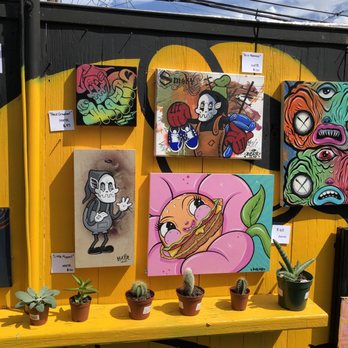 Ludlow Liquors - Patio featuring "Dope Art Show" with artists Matr and Kozmo - Cocktail Bars Near Me - Chicago, Illinois