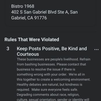 Bistro 1968 - You can't post any information that paints a business in a negative light in SGV Eats, apparently. - Dim Sum Near Me - San Gabriel, California