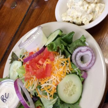 Floating Cafe - House Salad with Blue Cheese Dressing. Oh and side dish Potato Salad. - Cafes Near Me - Branson, Missouri Floating Cafe - House Salad with Blue Cheese Dressing. Oh and side dish Potato Salad. - Cafes Near Me - Branson, Missouri