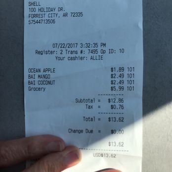 Shell - Receipt showing $5.99 - Gas Stations Near Me - Forrest City, Arkansas