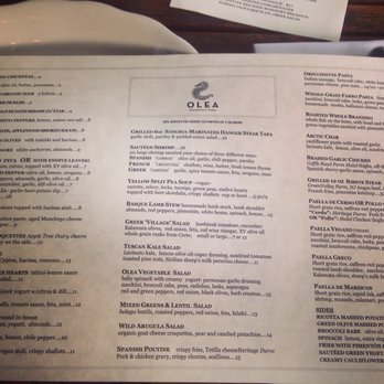 Olea - Menu with vegan items clearly listed - Tapas Bars Near Me - Brooklyn, New York Olea - Menu with vegan items clearly listed - Tapas Bars Near Me - Brooklyn, New York