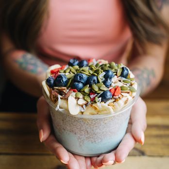 Bowldega - Blue Majik and coconut chia pudding bowl. - Acai Bowls Near Me - Dallas, Texas