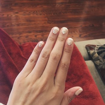 Daisy Nails and Spa - Shellac French mani with jewels - Nail Salons Near Me - North York, Ontario